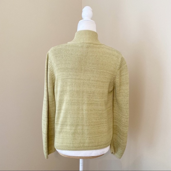 Bryn Walker Zip Front Green Cotton Cardigan - S - Picture 3 of 10